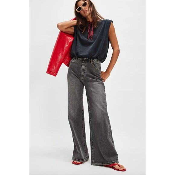 Rolla’s Studio Flare High Waist Jeans Stone Grey LIGHT GREY Womens Size 26 - Picture 1 of 7
